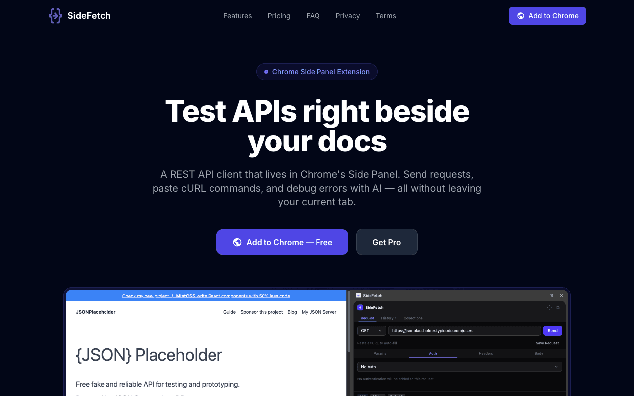 SideFetch — AI-powered API debugging extension